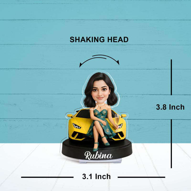 Personalized The Queen of Ledership Booblehead Caricature for Girls Battery Powered Moving Head Feature | Birthday Gift for Daughter, Sister, Mom & Lady Boss | Tabletop Decor